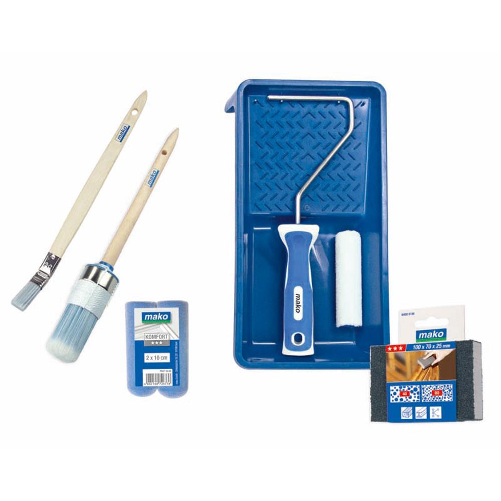 mako Premium Lackierset 5tlg Malerset Lackwalze Ringpinsel Lackroller
