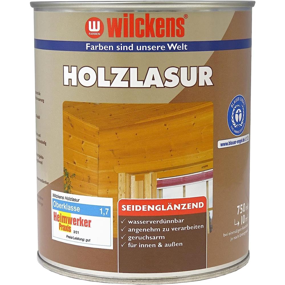 Wilckens Holzlasur LF für Innen und Außen Silbergrau seidenglänzend 750 ml