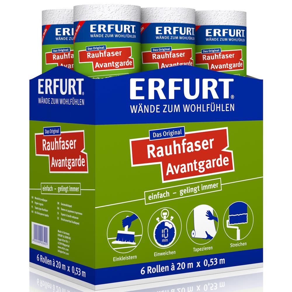 ERFURT Rauhfasertapete AVANTGARDE, 20 m x 0,53 m - 6 Rollen