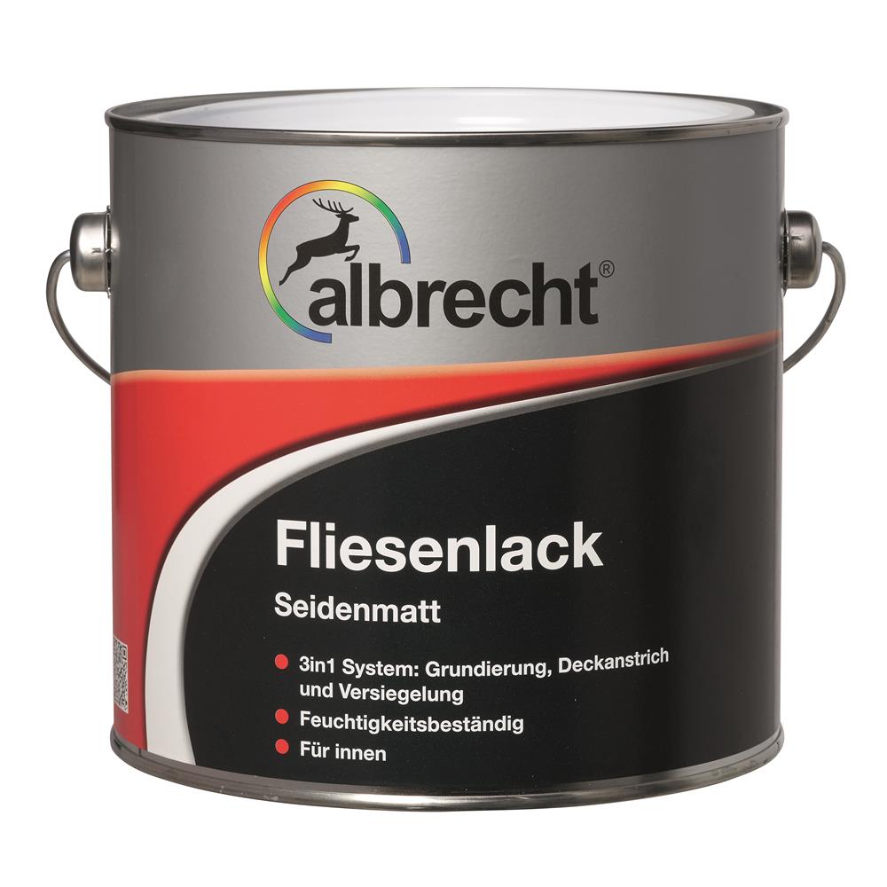 Albrecht Fliesenlack hochwertiger Lack 2,5 l weiß Seidenmatt Fliesenfarbe