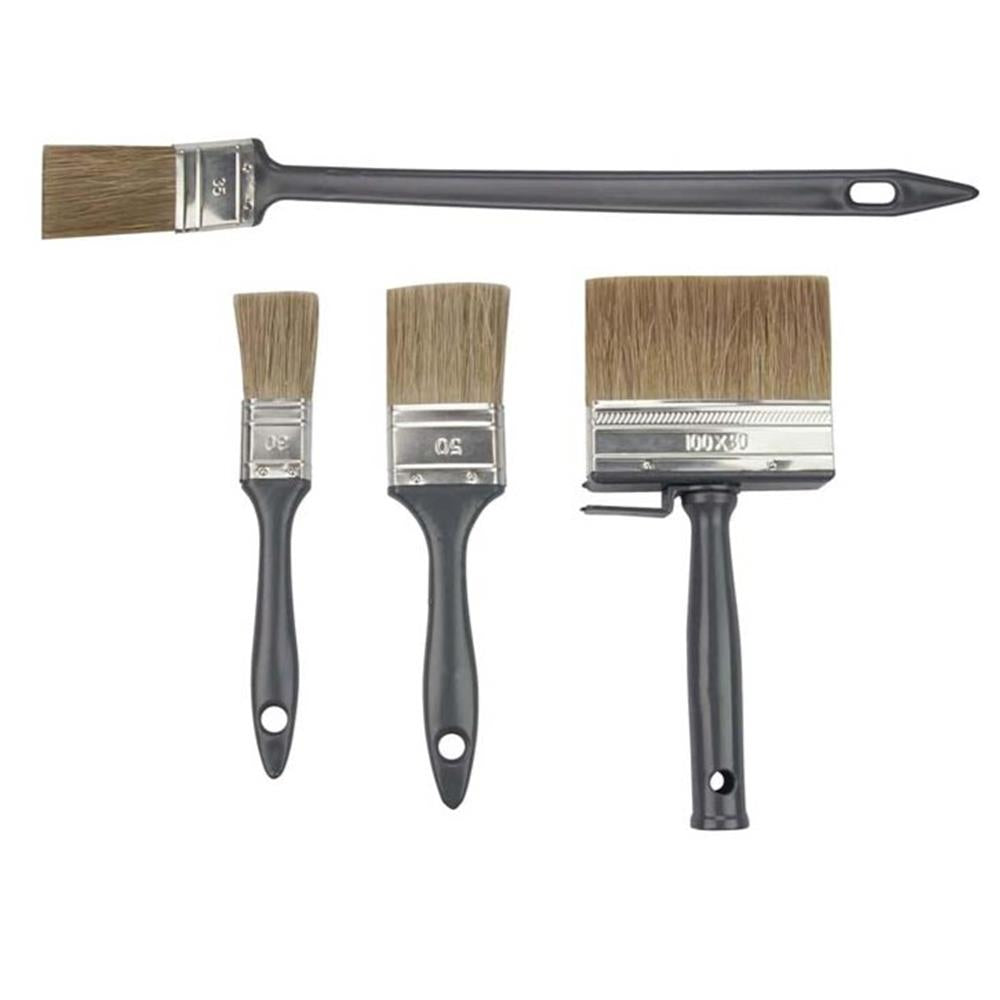 WOW!TOOLS Lasur-Sett 4-teilig, Pinselset mit Flachpinsel, Flächenstreicher, Heizkörperpinsel