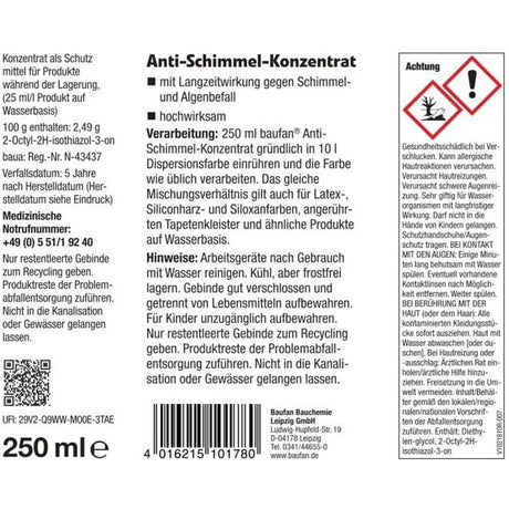 baufan Anti-Schimmel-Konzentrat 250 ml fungizider Zusatz Farbzusatz