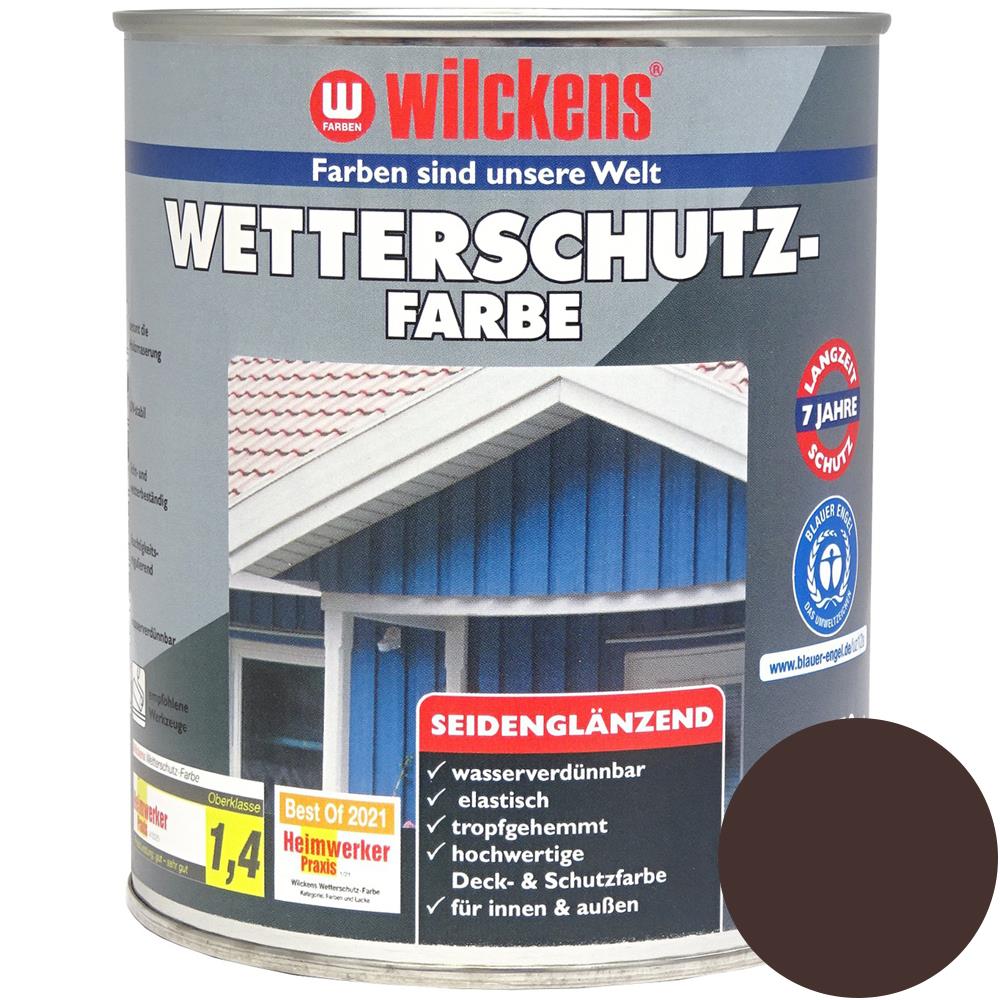 Wilckens Wetterschutzfarbe seidenglänzend, Schokoladenbraun (RAL 8017), 750 ml