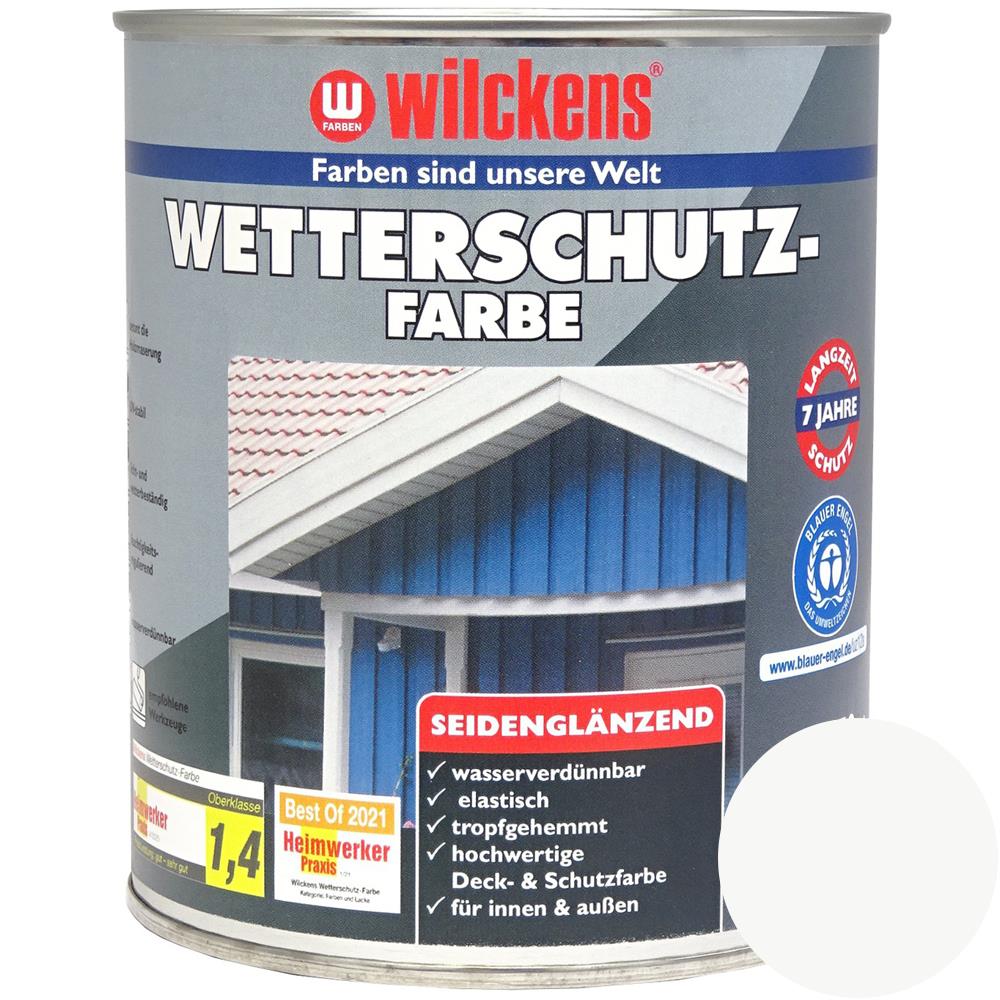 Wilckens Wetterschutzfarbe seidenglänzend, Reinweiß (RAL 9010), 750 ml