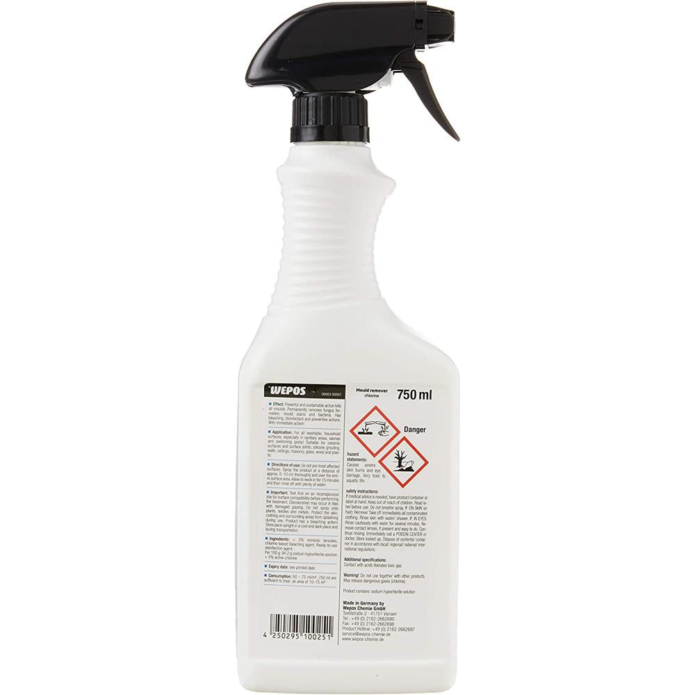 Wepos Schimmel Entferner chlorhaltig, 750 ml - Biozidprodukt - vorsichtig verwenden!