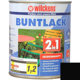 Wilckens Buntlack 2in1 seidenmatt, Tiefschwarz (RAL 9005), 750 ml