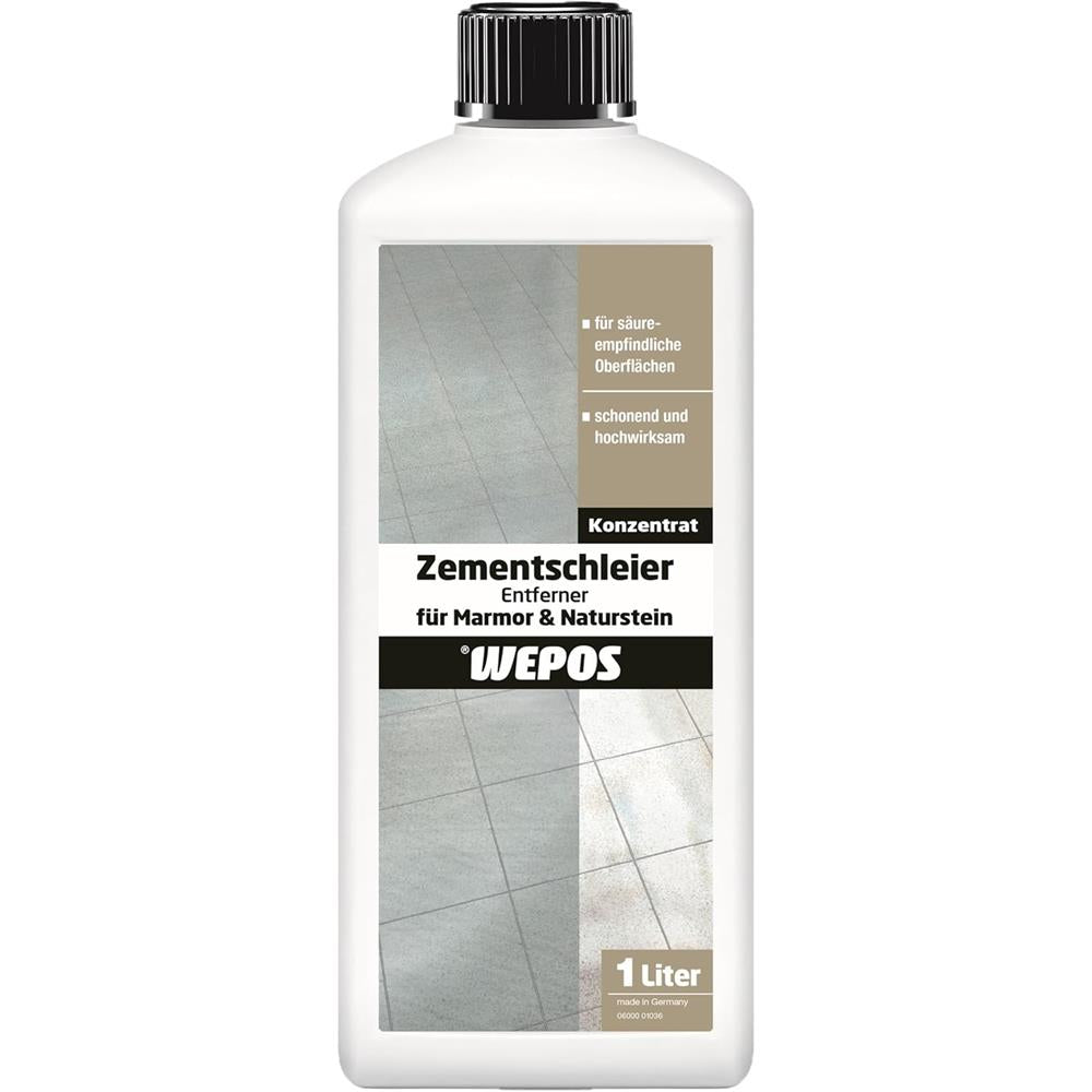 Wepos Zementschleier Entferner für Marmor & Naturstein 1 L Konzentrat