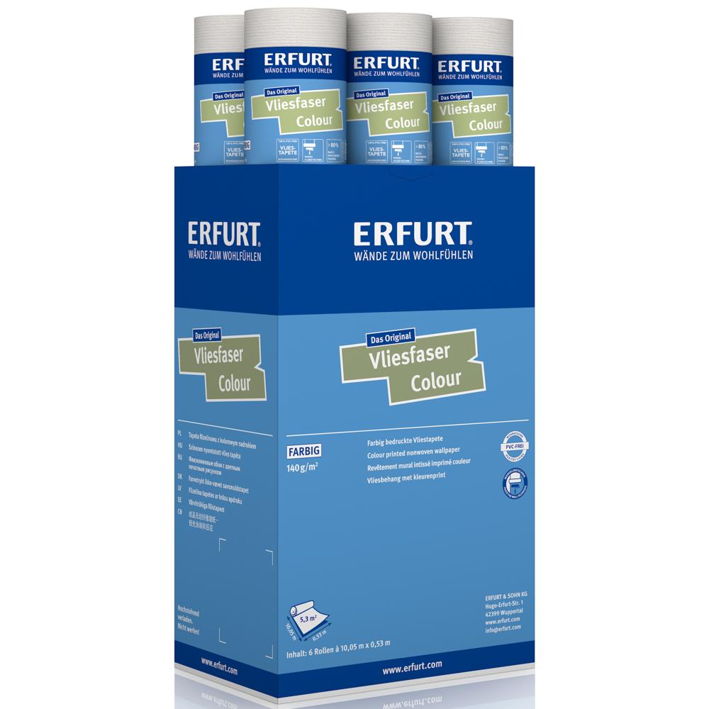 ERFURT Vliesfaser COLOUR 302-1 Hellgrau Vliestapete 10,05 x 0,53 m - 6 Rollen