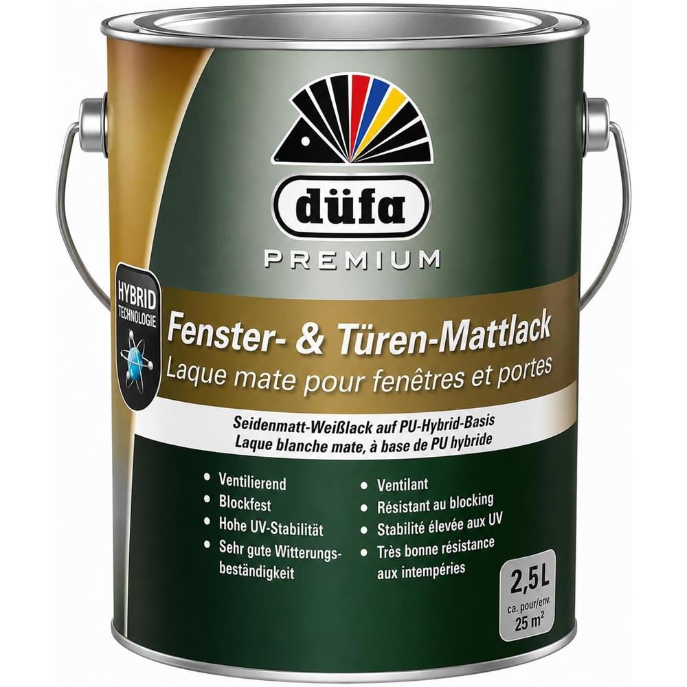 Düfa PREMIUM Fensterlack + Türenlack seidenmatt 2,5 l Weißlack