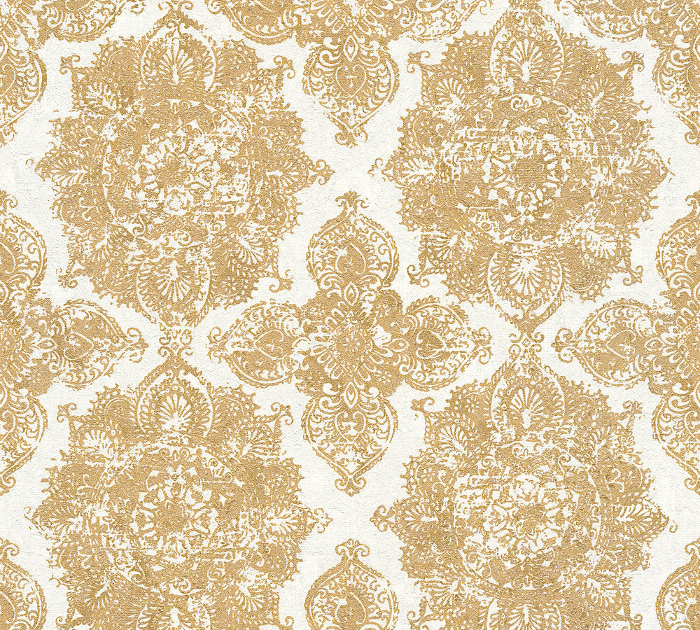 A.S. Création Trendwall Vliestapete Tapete Ornamente barock 10,05 m x 0,53 m metallic weiß