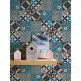 A.S. Création New Life Mosaik-Fliesentapete Blau Anthrazit Vliestapete