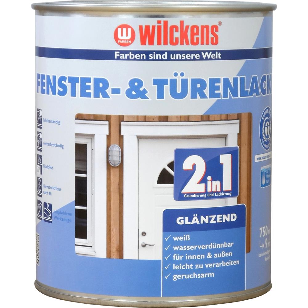 Wilckens 2in1 Fenster- und Türenlack glänzend, Weiß, 750 ml