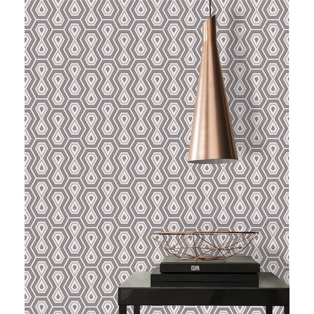 Architects Paper Mustertapete Jungle Chic Retrotapete rosa grau weiß matt