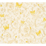 Architects Paper Vliestapete Mustertapete Versace 3 Butterfly Barocco Creme Gelb Metallic