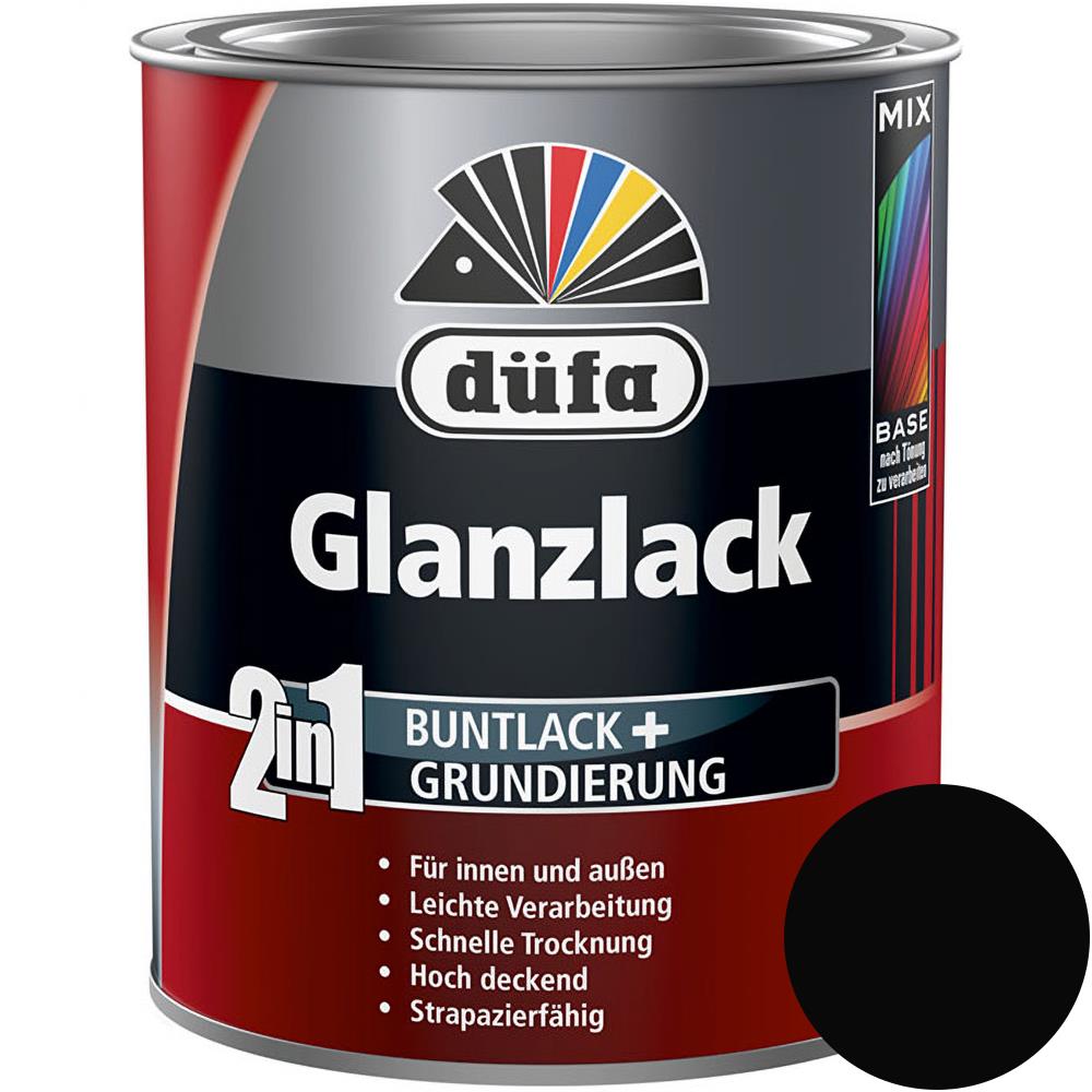düfa 2in1 Glanzlack RAL 9005 Tiefschwarz 750 ml schwarz Lack + Grundierung