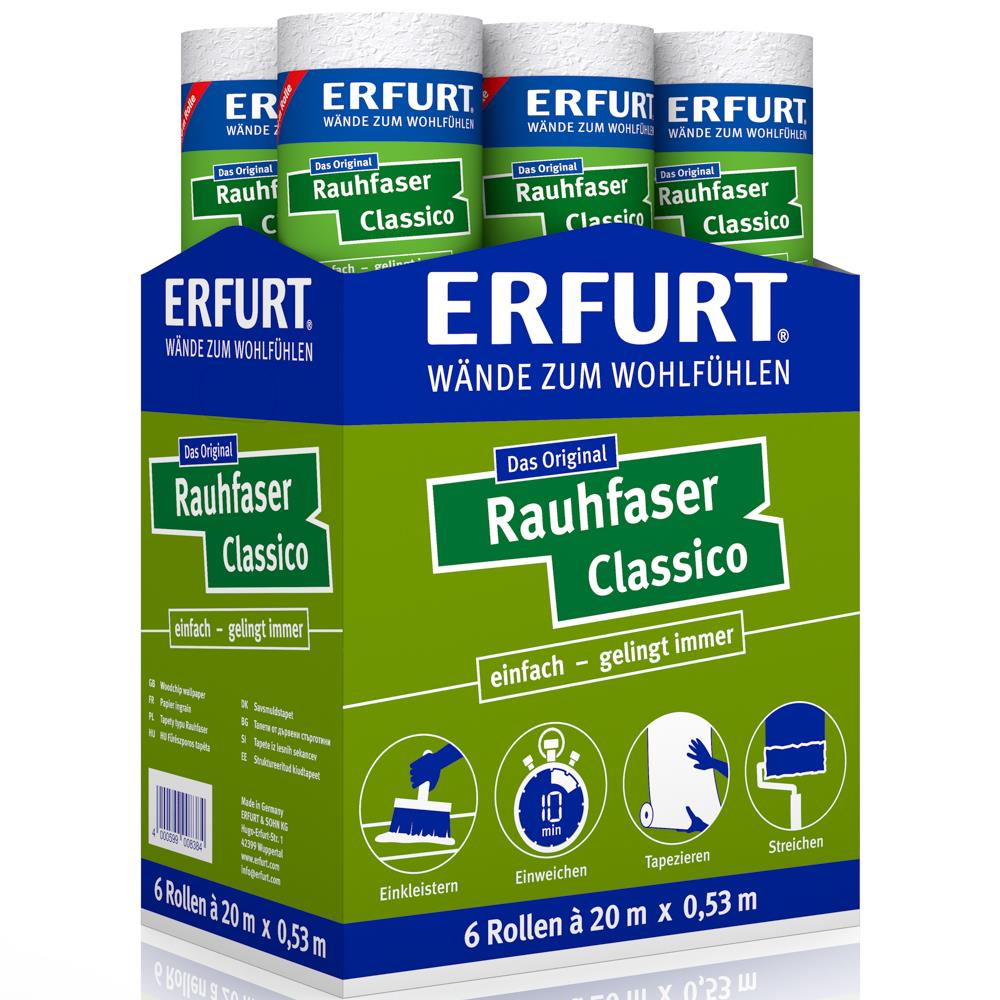 ERFURT Rauhfasertapete CLASSICO, 20 m x 0,53 m - 6 Rollen