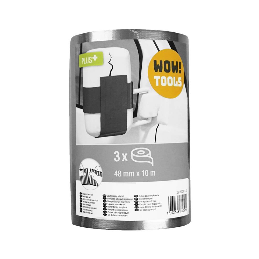 WOW!TOOLS Reparaturband Set 3-teilig, witterungsbeständiges Tape in Silber