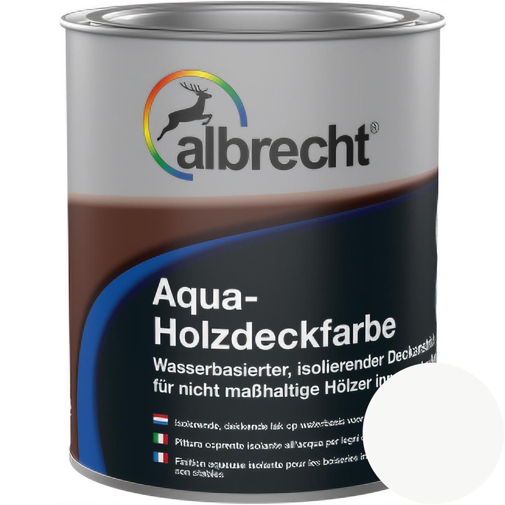 Albrecht Aqua-Holzdeckfarbe weiß 750 ml Holzlack Lack Holzfarbe