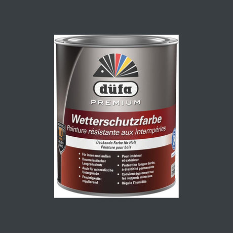 Düfa Premium Wetterschutzfarbe ANTHRAZIT 2,5 l Holzfarbe Dauerschutzfarbe Holzlack