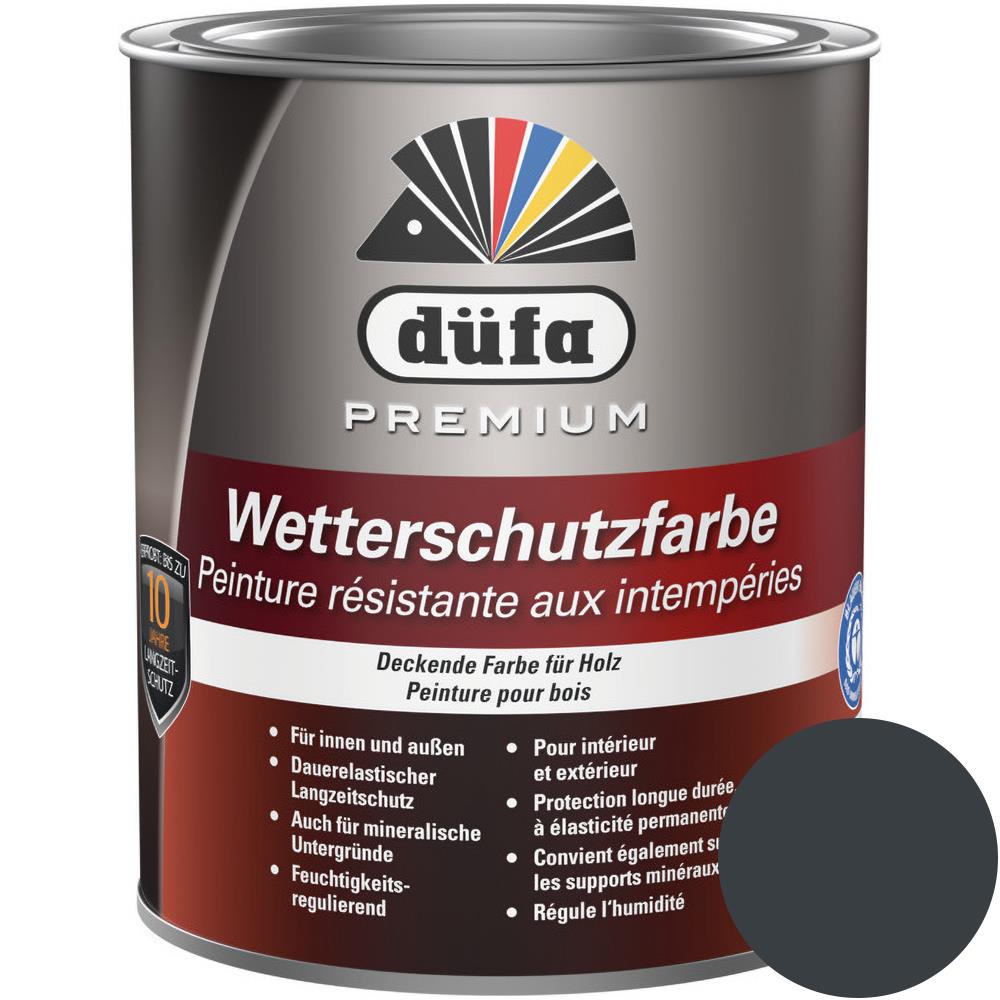 düfa Premium Wetterschutzfarbe ANTHRAZIT 2,5 L Holzfarbe Dauerschutzfarbe Holzlack