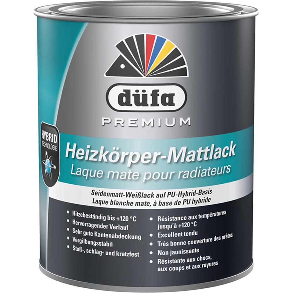 Düfa PREMIUM Heizkörperlack seidenmatt 750 ml weiß Oberflächenlack für Heizkörper Lack