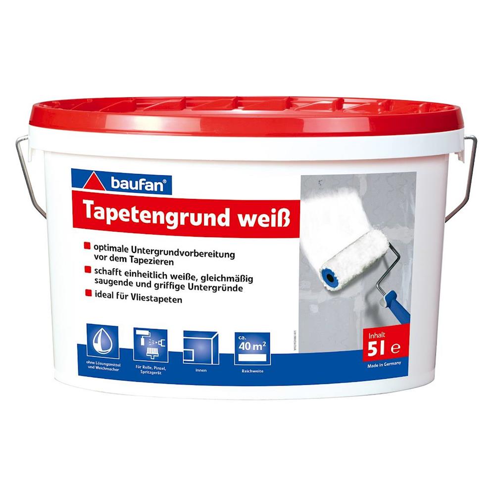baufan Tapetengrund Weiß 5 L - Tapeziergrund für Vliestapeten & Renovierung