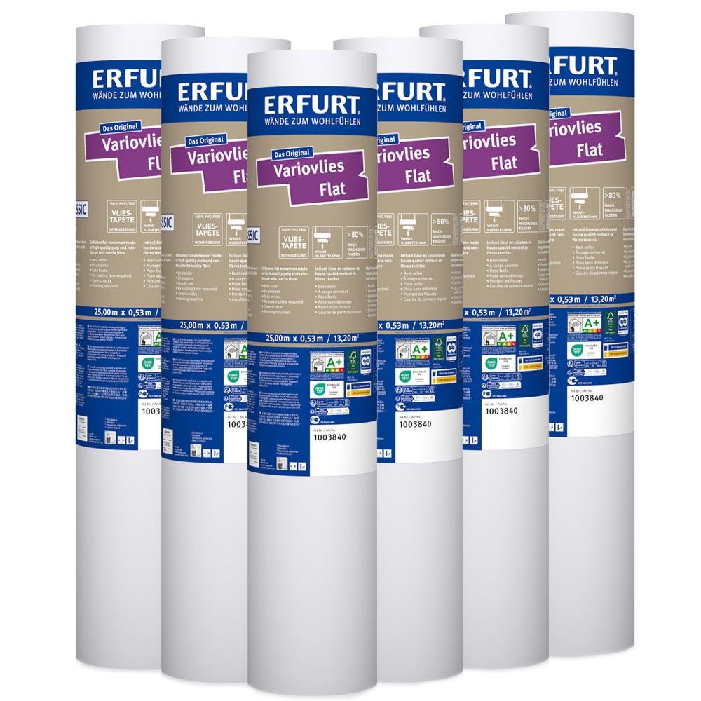 ERFURT Variovlies Flat Classic Vliestapete, 25 x 0,53 m - 6 Rollen