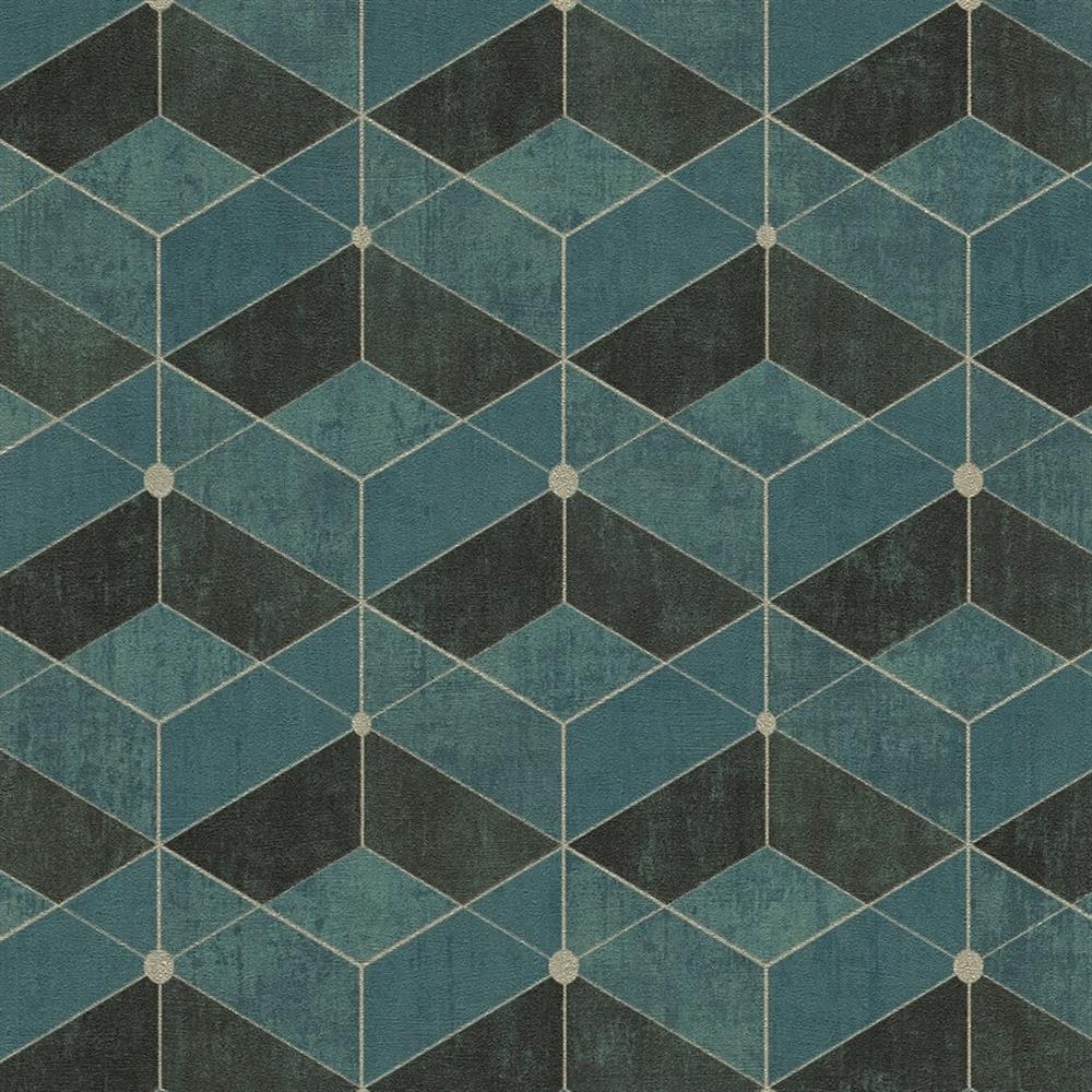 Livingwalls Vliestapete Mustertapete 3D Optik Tapete Dunkelgrün
