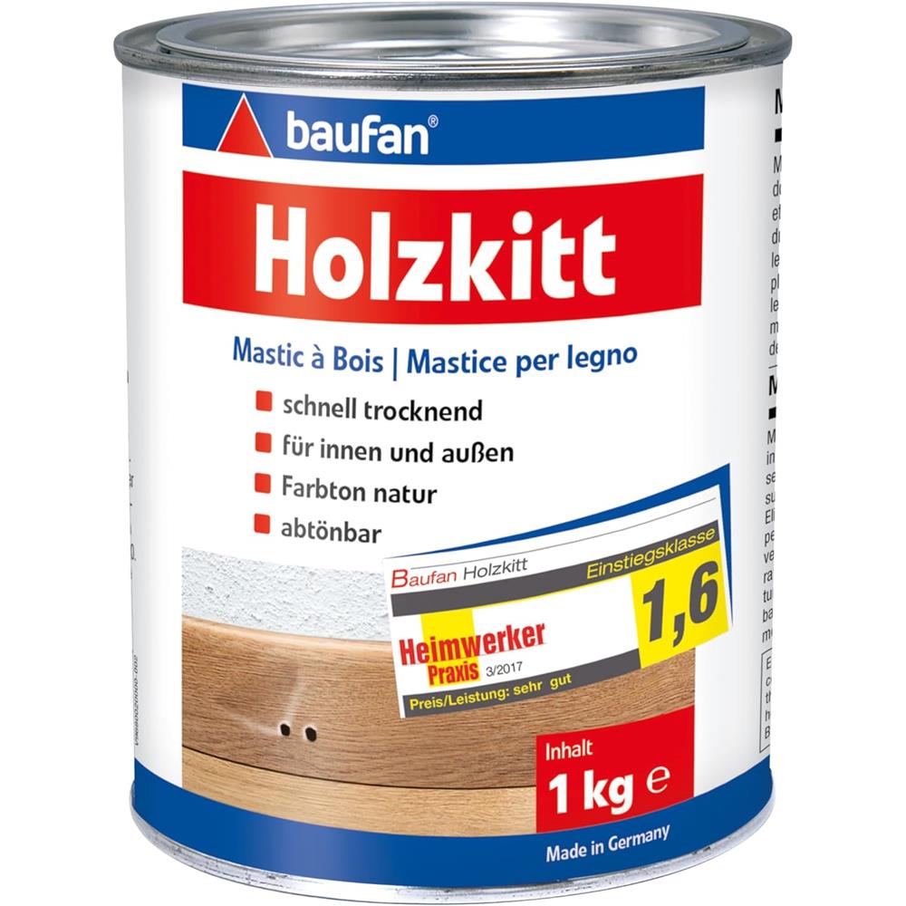 baufan Holzkitt 1 kg Füllmasse für innen und außen Reparaturmasse