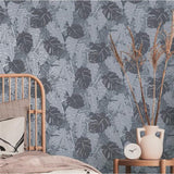 Livingwalls Palmentapete Grau Anthrazit Silber Dschungeltapete Vliestapete