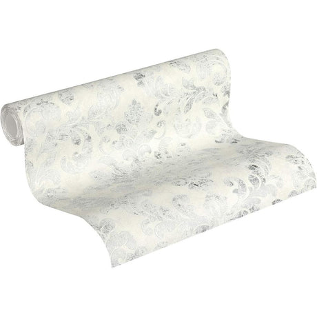 A.S. Création Vliestapete Used Glam mit Ornamenten Barock Weiß Grau