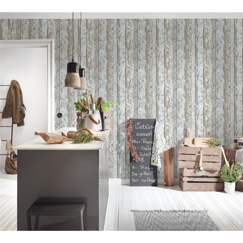 Livingwalls Vliestapete Mustertapete Holzoptik Shabby Chic Landhausstil