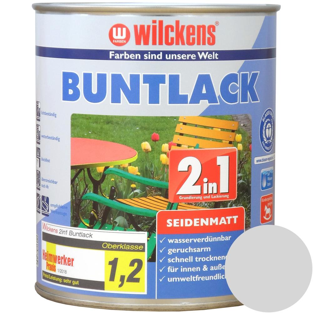 Wilckens Buntlack 2in1 seidenmatt, Lichtgrau (RAL 7035), 750 ml