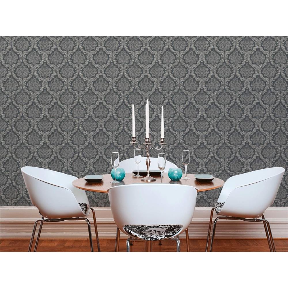 Livingwalls Barock Tapete Ornamente Mustertapete Vliestapete Dunkelgrau Grau