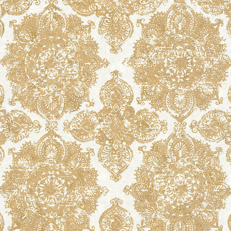 A.S. Création Trendwall Vliestapete Tapete Ornamente barock 10,05 m x 0,53 m metallic weiß
