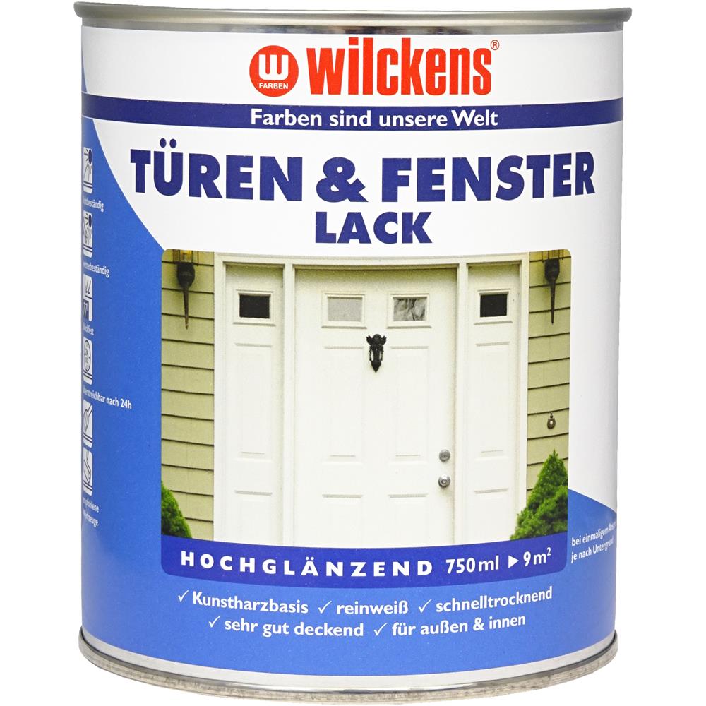 Wilckens Türen- und Fensterlack hochglänzend, Weiß, 750 ml