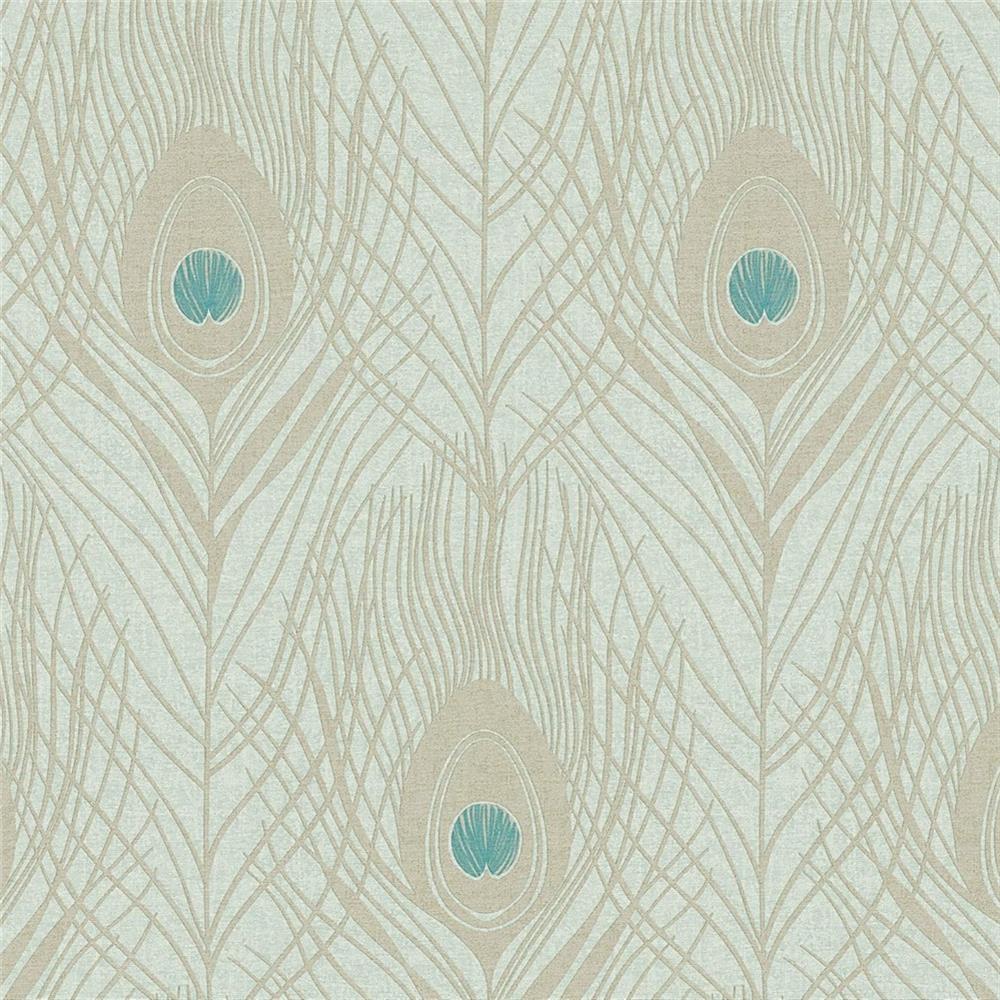 Architects Paper Vliestapete Absolutely Chic Tapete mit Pfauenfeder Metallic Blau Grün