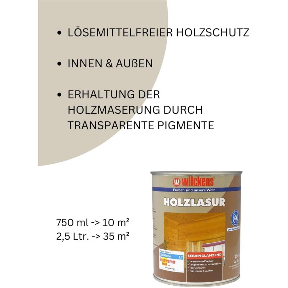 Wilckens Holzlasur LF seidenglänzend, Anthrazitgrau, 750 ml