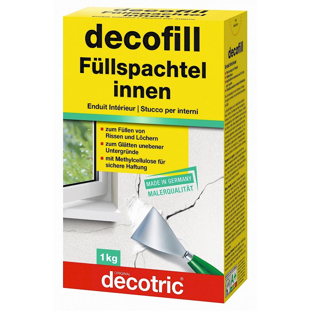 decofill 1kg Füllspachtel innen Gipsspachtelmasse zum Füllen von Rissen & Löchern