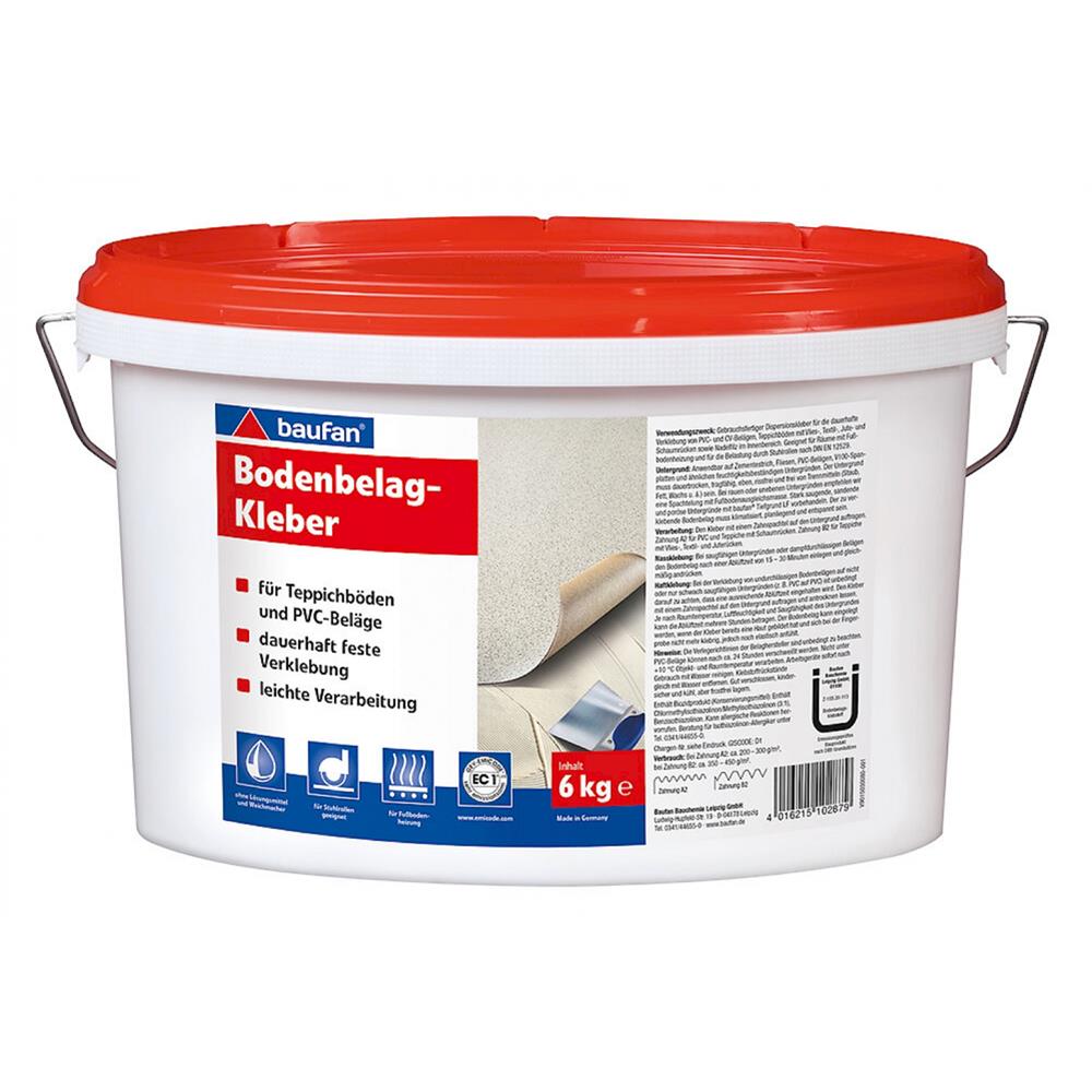 baufan Bodenbelag-Kleber 6 kg Bodenbelagskleber für Teppichböden & PVC/ CV-Beläge