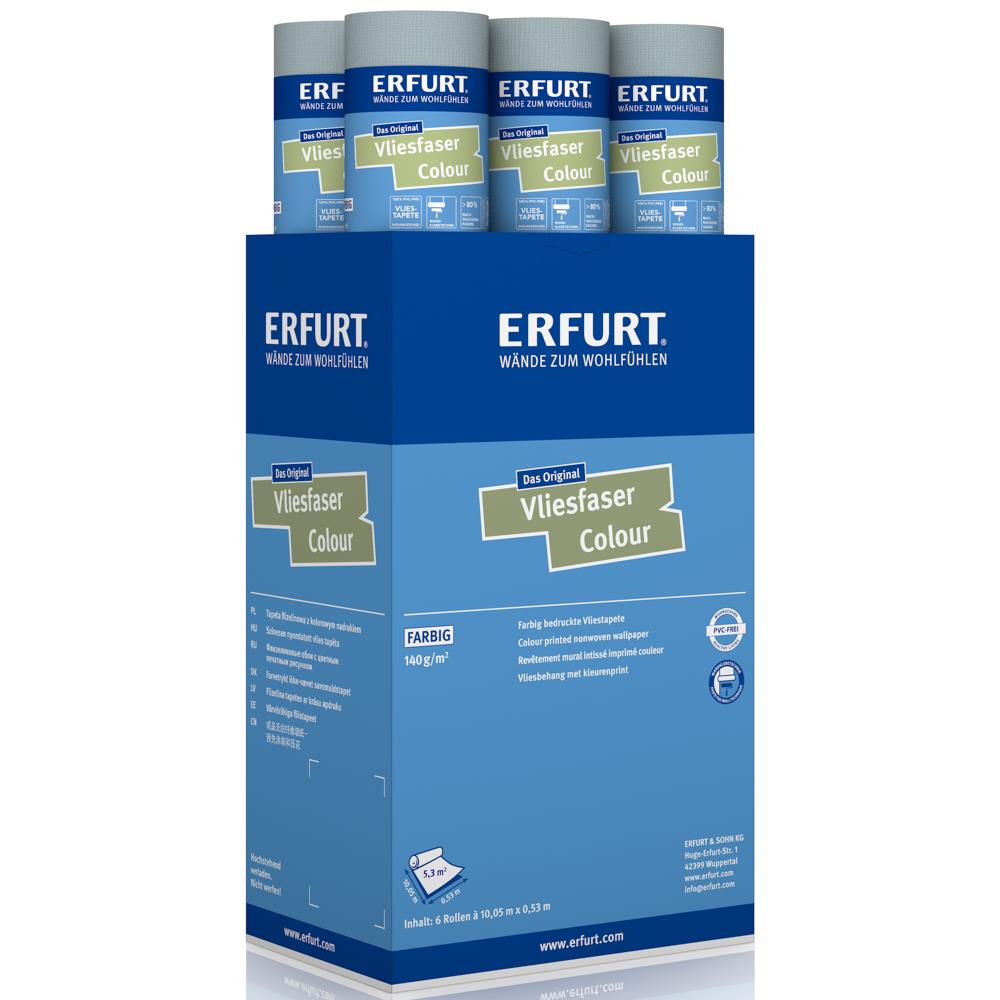 ERFURT Vliesfaser COLOUR 302-7 Hellblau Vliestapete 10,05 x 0,53 m - 6 Rollen