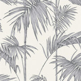 Livingwalls Vliestapete Mustertapete mit Palmenprint in Dschungel-Optik Grau Metallic Weiß