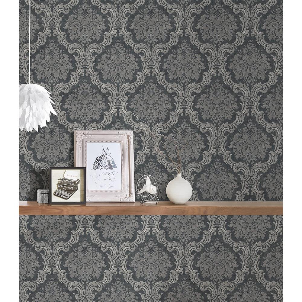 Livingwalls Barock Tapete Ornamente Mustertapete Vliestapete Dunkelgrau Grau
