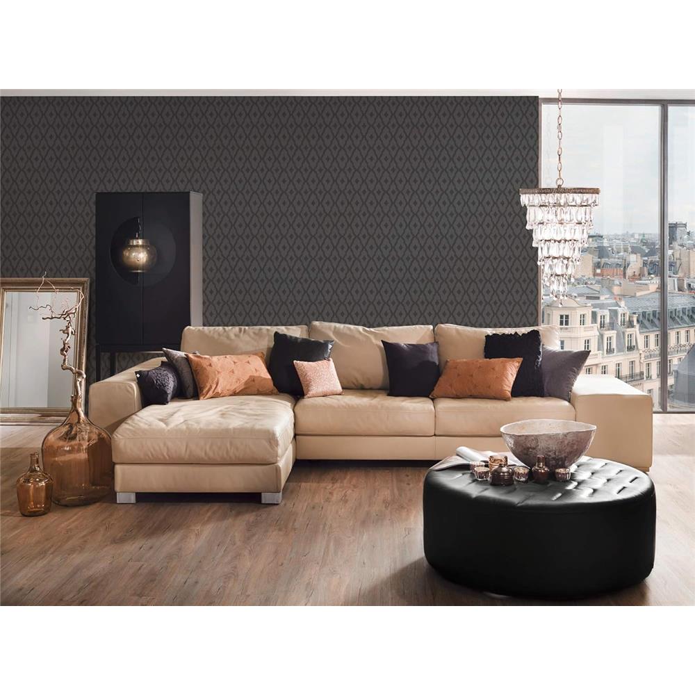 Architects Paper Textiltapete mit grafischen Ornamenten Grau