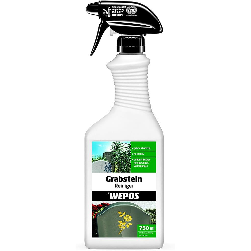 Wepos Grabstein Reiniger 750 ml - Reiniger gegen Beläge und Verfärbungen