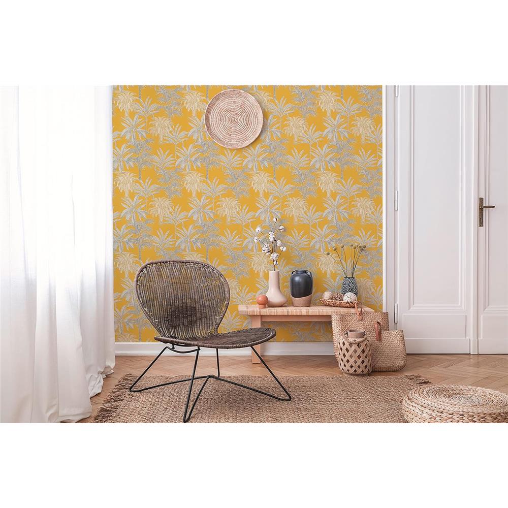 Michalsky Living Vliestapete Tropical Tale gelb Mustertapete Palmen Tapete
