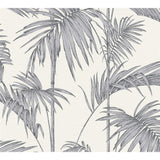 Livingwalls Vliestapete Mustertapete mit Palmenprint in Dschungel-Optik Grau Metallic Weiß