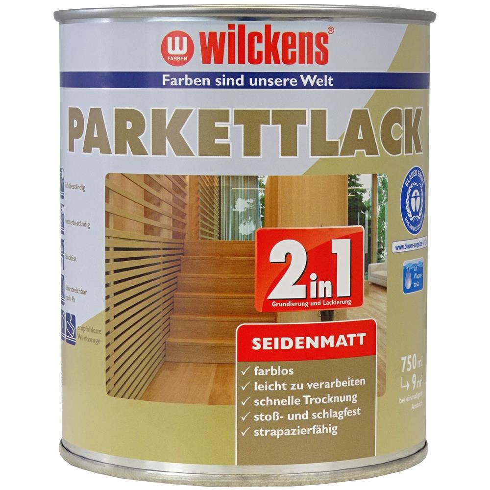 Wilckens 2in1 Parkettlack seidenmatt, Farblos, 750 ml