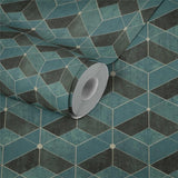 Livingwalls 3D Optik Tapete Dunkelgrün Mustertapete Vliestapete