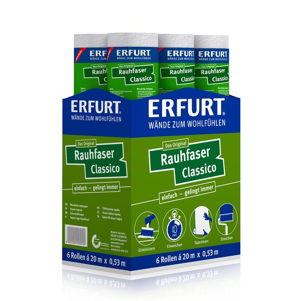 6 Rollen ERFURT Rauhfasertapete CLASSICO, 20 m x 0,53 m